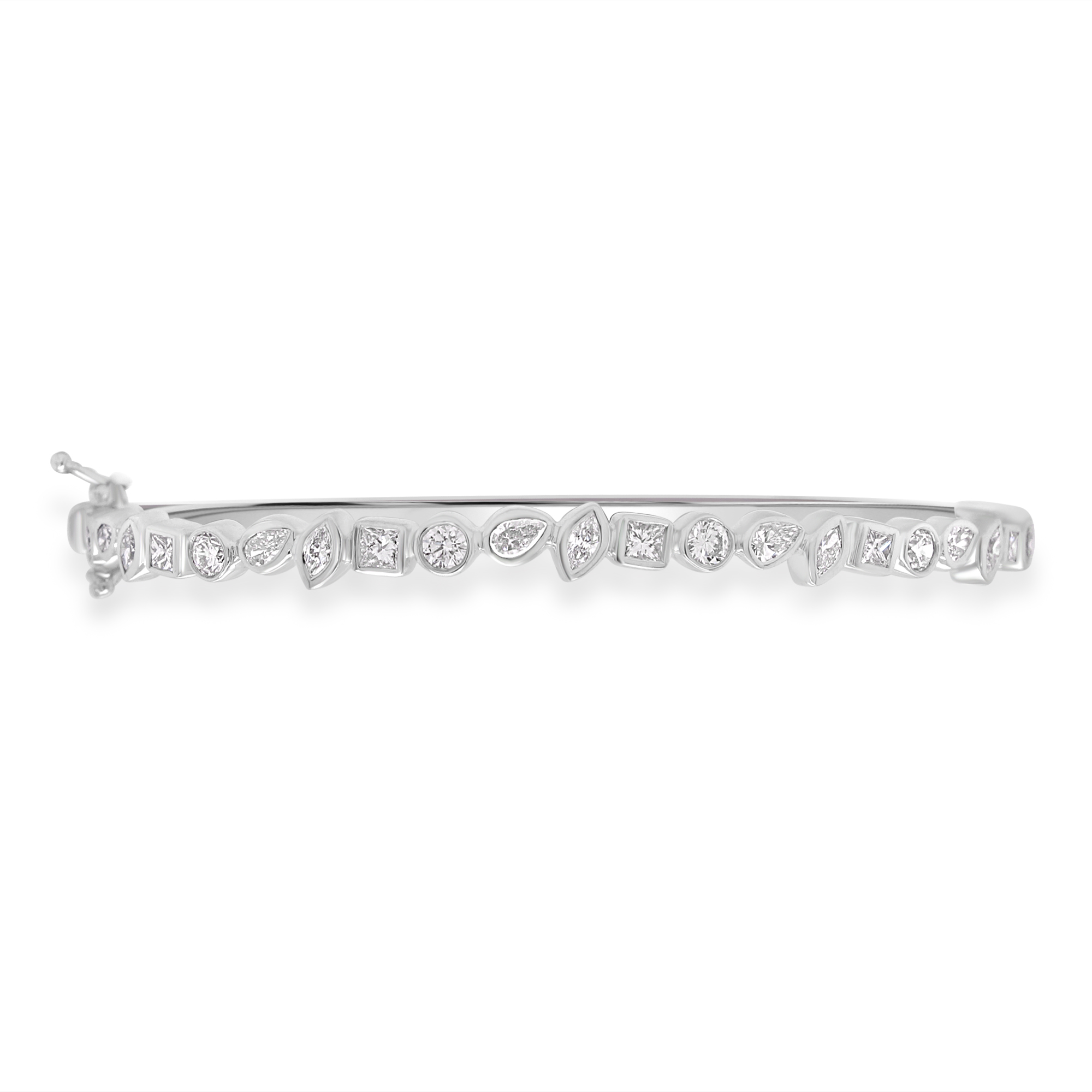 18W 24x RBC PRIN PEAR MARQ Dia 1.48ct Rubover Half Set Bangle